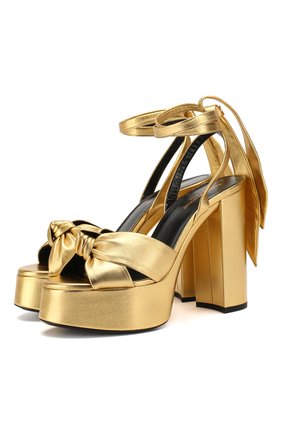 Женские кожаные босоножки bianca SAINT LAURENT золотого цвета по цене 63800 руб., арт. 606716/0XQ00 | Фото 1 Женские кожаные босоножки bianca SAINT LAURENT золотого цвета, арт. 606716/0XQ00 | Фото 1