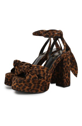 Женские замшевые босоножки bianca SAINT LAURENT коричневого цвета по цене 59800 руб., арт. 606716/1FL00 | Фото 1 Женские замшевые босоножки bianca SAINT LAURENT коричневого цвета, арт. 606716/1FL00 | Фото 1
