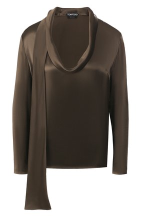 Женская шелковая блузка TOM FORD хаки цвета по цене 155000 руб., арт. TS1880-FAX614 | Фото 1 Женская шелковая блузка TOM FORD хаки цвета, арт. TS1880-FAX614 | Фото 1
