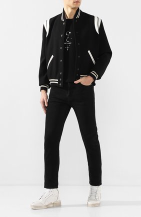 Мужская хлопковая футболка SAINT LAURENT черного цвета по цене 26200 руб., арт. 603286/YBPQ2 | Фото 2 Мужская хлопковая футболка SAINT LAURENT черного цвета, арт. 603286/YBPQ2 | Фото 2