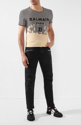Мужская хлопковая футболка BALMAIN разноцветного цвета по цене 44350 руб., арт. TH11601/I206 | Фото 2 Мужская хлопковая футболка BALMAIN разноцветного цвета, арт. TH11601/I206 | Фото 2