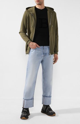 Мужские текстильные кроссовки BALMAIN хаки цвета по цене 44700 руб., арт. TM1C213/TNYW | Фото 2 Мужские текстильные кроссовки BALMAIN хаки цвета, арт. TM1C213/TNYW | Фото 2