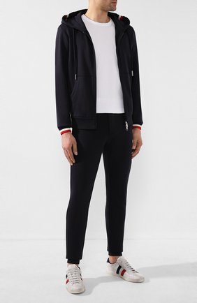 Мужской хлопковые брюки MONCLER темно-синего цвета по цене 26000 руб., арт. F1-091-8H704-00-V8007 | Фото 2 Мужской хлопковые брюки MONCLER темно-синего цвета, арт. F1-091-8H704-00-V8007 | Фото 2