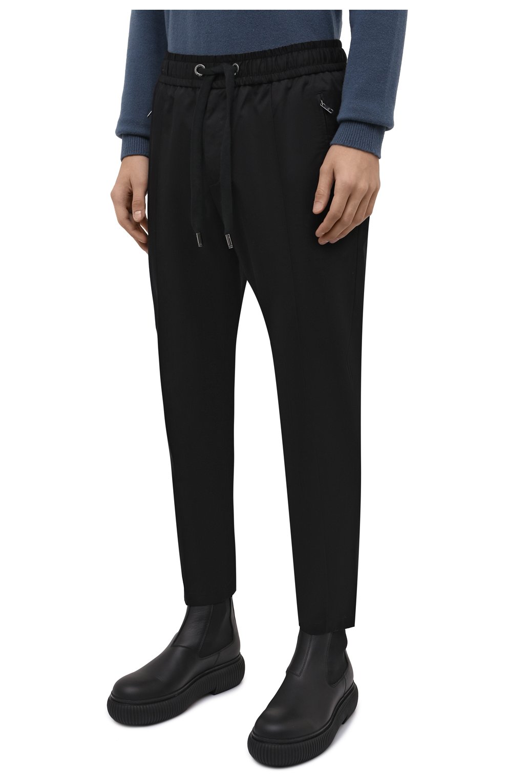 Мужские хлопковые брюки DOLCE & GABBANA черного цвета, арт. GYACET/FUFJR | Фото 3 (Случай: Повседневный; Материал внешний: Хлопок; Статус проверки: Проверена категория)