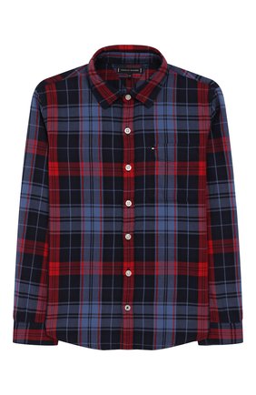 Детская хлопковая рубашка TOMMY HILFIGER синего цвета по цене 6990 руб., арт. KB0KB05297 | Фото 1 Детская хлопковая рубашка TOMMY HILFIGER синего цвета, арт. KB0KB05297 | Фото 1