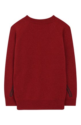 Детский кашемировый пуловер BRUNELLO CUCINELLI красного цвета, арт. B12112630C | Фото 2 (Материал внешний: Шерсть, Кашемир; Рукава: Длинные; Статус проверки: Проверена категория; Принт: Без принта; Девочки Кросс-КТ: Пуловер-одежда)