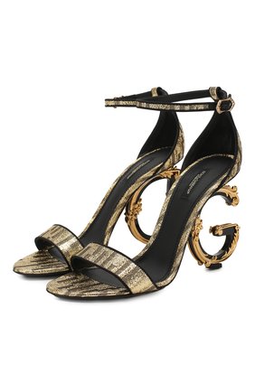 Женские текстильные босоножки keira DOLCE & GABBANA золотого цвета по цене 79700 руб., арт. CR0739/AJ707 | Фото 1 Женские текстильные босоножки keira DOLCE & GABBANA золотого цвета, арт. CR0739/AJ707 | Фото 1