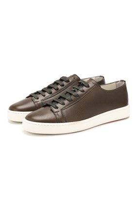Мужские кожаные кеды SANTONI хаки цвета по цене 35900 руб., арт. MBCN21332BARCT0VV50 | Фото 1 Мужские кожаные кеды SANTONI хаки цвета, арт. MBCN21332BARCT0VV50 | Фото 1