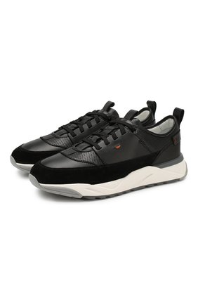 Мужские кожаные кроссовки SANTONI черного цвета по цене 37300 руб., арт. MBI021274BGRXJUMN01 | Фото 1 Мужские кожаные кроссовки SANTONI черного цвета, арт. MBI021274BGRXJUMN01 | Фото 1