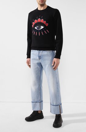 Мужской хлопковый свитшот holiday KENZO черного цвета по цене 21500 руб., арт. F965SW0564X7 | Фото 2 Мужской хлопковый свитшот holiday KENZO черного цвета, арт. F965SW0564X7 | Фото 2