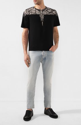 Мужская хлопковая футболка MARCELO BURLON черного цвета по цене 12900 руб., арт. CMAA018R20JER007 | Фото 2 Мужская хлопковая футболка MARCELO BURLON черного цвета, арт. CMAA018R20JER007 | Фото 2