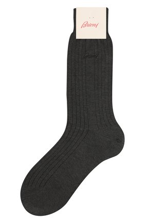 Мужские носки из хлопка и шелка BRIONI темно-серого цвета, арт. 0VMC00/P9Z04 | Фото 1 (Материал внешний: Хлопок; Статус проверки: Проверена категория; Кросс-КТ: бельё; Региональные ограничения белый список (Axapta Mercury): RU)