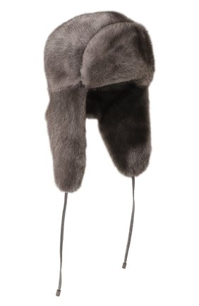 Женская шапка-ушанка из меха норки KUSSENKOVV серого цвета, арт. 090600010094 | Фото 1 (Материал: Натуральный мех)