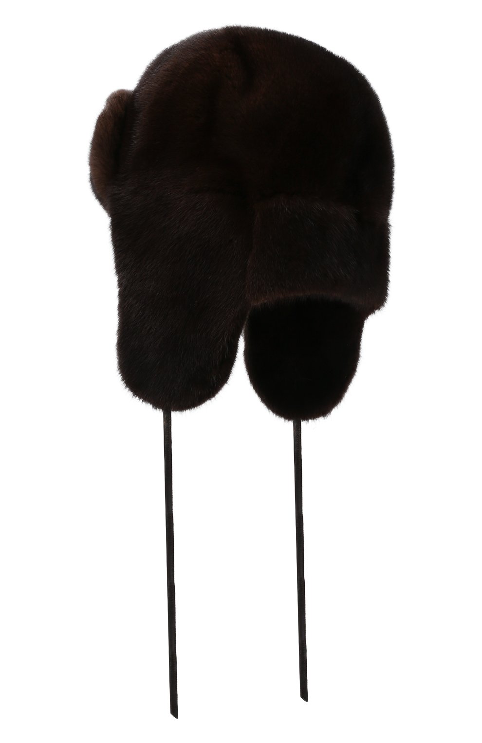 Женская шапка-ушанка из меха норки FURLAND темно-коричневого цвета, арт. 0217500110034300000 | Фото 2 (Материал: Натуральный мех)