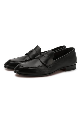 Женские кожаные пенни-лоферы SANTONI черного цвета по цене 47950 руб., арт. WUSM57616BI3SLGAN01 | Фото 1 Женские кожаные пенни-лоферы SANTONI черного цвета, арт. WUSM57616BI3SLGAN01 | Фото 1