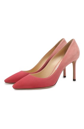 Женская замшевые туфли romy 85 JIMMY CHOO розового цвета по цене 45400 руб., арт. R0MY 85/DGD | Фото 1 Женская замшевые туфли romy 85 JIMMY CHOO розового цвета, арт. R0MY 85/DGD | Фото 1