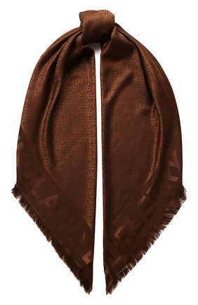 Женский платок из смеси шелка и шерсти BURBERRY коричневого цвета по цене 34100 руб., арт. 8019023 | Фото 1 Женский платок из смеси шелка и шерсти BURBERRY коричневого цвета, арт. 8019023 | Фото 1