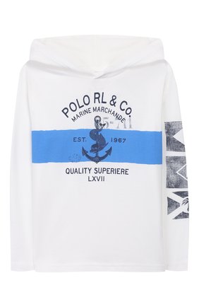 Детская лонгслив с капюшоном POLO RALPH LAUREN белого цвета по цене 3685 руб., арт. 321760591 | Фото 1 Детская лонгслив с капюшоном POLO RALPH LAUREN белого цвета, арт. 321760591 | Фото 1