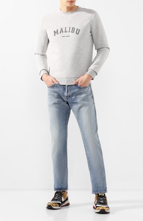 Мужской хлопковый свитшот SAINT LAURENT серого цвета по цене 43350 руб., арт. 612043/YBPZ2 | Фото 2 Мужской хлопковый свитшот SAINT LAURENT серого цвета, арт. 612043/YBPZ2 | Фото 2