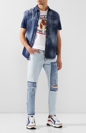Мужская джинсовая рубашка DSQUARED2 синего цвета по цене 37400 руб., арт. S74DM0374/S30341 | Фото 2 Мужская джинсовая рубашка DSQUARED2 синего цвета, арт. S74DM0374/S30341 | Фото 2