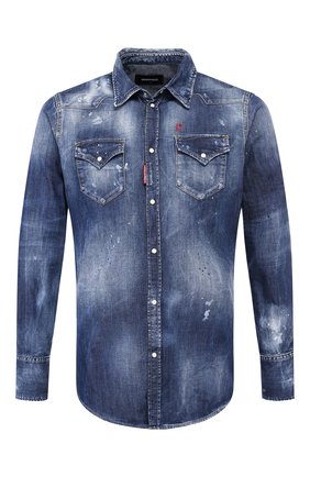 Мужская джинсовая рубашка DSQUARED2 синего цвета по цене 49950 руб., арт. S74DM0392/S30341 | Фото 1 Мужская джинсовая рубашка DSQUARED2 синего цвета, арт. S74DM0392/S30341 | Фото 1