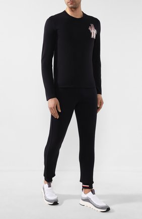Мужская хлопковый лонгслив MONCLER темно-синего цвета по цене 16400 руб., арт. F1-091-8D701-20-8390T | Фото 2 Мужская хлопковый лонгслив MONCLER темно-синего цвета, арт. F1-091-8D701-20-8390T | Фото 2