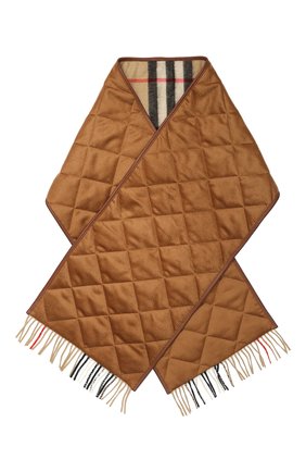 Женский кашемировый шарф BURBERRY коричневого цвета, арт. 8024510 | Фото 1 (Материал: Шерсть, Кашемир, Текстиль)