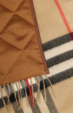 Женский кашемировый шарф BURBERRY коричневого цвета, арт. 8024510 | Фото 2 (Материал: Шерсть, Кашемир, Текстиль)