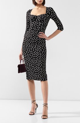 Женское платье в горох DOLCE & GABBANA черно-белого цвета по цене 154000 руб., арт. F6C1ET/FSGR2 | Фото 2 Женское платье в горох DOLCE & GABBANA черно-белого цвета, арт. F6C1ET/FSGR2 | Фото 2