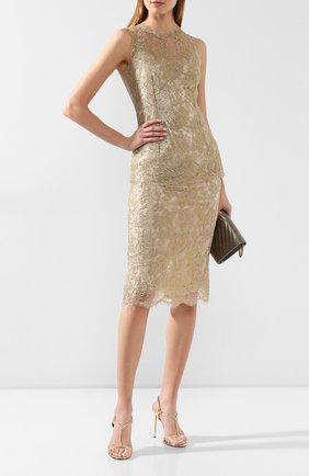Женский кружевной топ DOLCE & GABBANA золотого цвета по цене 87550 руб., арт. F7U33T/HLM02 | Фото 2 Женский кружевной топ DOLCE & GABBANA золотого цвета, арт. F7U33T/HLM02 | Фото 2