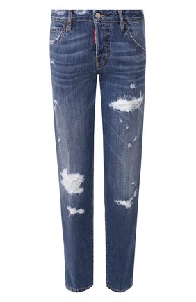 Женские джинсы с потертостями DSQUARED2 темно-синего цвета по цене 39200 руб., арт. S75LB0319/S30309 | Фото 1 Женские джинсы с потертостями DSQUARED2 темно-синего цвета, арт. S75LB0319/S30309 | Фото 1
