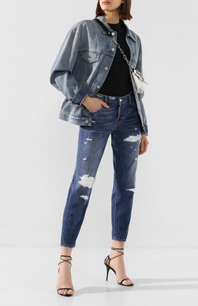 Женские джинсы с потертостями DSQUARED2 темно-синего цвета по цене 39200 руб., арт. S75LB0319/S30309 | Фото 2 Женские джинсы с потертостями DSQUARED2 темно-синего цвета, арт. S75LB0319/S30309 | Фото 2