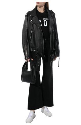 Женская хлопковая футболка DSQUARED2 черного цвета по цене 18700 руб., арт. S80GC0001/S23009 | Фото 2 Женская хлопковая футболка DSQUARED2 черного цвета, арт. S80GC0001/S23009 | Фото 2