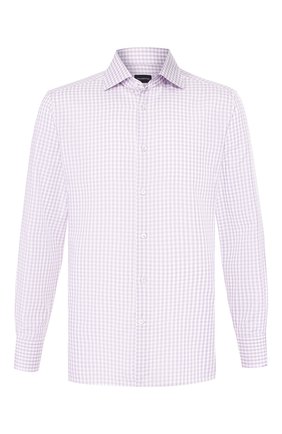 Мужская хлопковая сорочка ERMENEGILDO ZEGNA сиреневого цвета по цене 35650 руб., арт. 701558/9MS0BA | Фото 1 Мужская хлопковая сорочка ERMENEGILDO ZEGNA сиреневого цвета, арт. 701558/9MS0BA | Фото 1 (Материал внешний: Хлопок; Длина (для топов): Стандартные; Рукава: Длинные; Случай: Формальный; Мужское Кросс-КТ: Сорочка-одежда; Манжеты: На пуговицах; Принт: Клетка; Воротник: Акула)