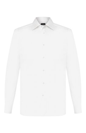 Мужская хлопковая сорочка ERMENEGILDO ZEGNA белого цвета по цене 28350 руб., арт. 704001/9MS0PA | Фото 1 Мужская хлопковая сорочка ERMENEGILDO ZEGNA белого цвета, арт. 704001/9MS0PA | Фото 1 (Материал внешний: Хлопок; Рукава: Длинные; Длина (для топов): Стандартные; Мужское Кросс-КТ: Сорочка-одежда; Случай: Формальный; Принт: Однотонные; Манжеты: На пуговицах; Воротник: Кент)