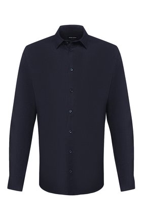 Мужская льняная рубашка GIORGIO ARMANI синего цвета по цене 42950 руб., арт. 8WGCCZ97/TZ256 | Фото 1 Мужская льняная рубашка GIORGIO ARMANI синего цвета, арт. 8WGCCZ97/TZ256 | Фото 1 (Материал внешний: Лен; Рукава: Длинные; Длина (для топов): Стандартные; Случай: Повседневный; Воротник: Кент; Мужское Кросс-КТ: Рубашка-одежда; Принт: Однотонные; Манжеты: На пуговицах)