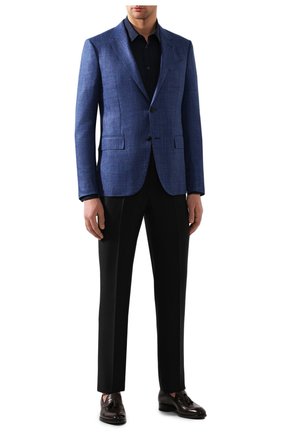 Мужская льняная рубашка GIORGIO ARMANI синего цвета по цене 42950 руб., арт. 8WGCCZ97/TZ256 | Фото 2 Мужская льняная рубашка GIORGIO ARMANI синего цвета, арт. 8WGCCZ97/TZ256 | Фото 2 (Материал внешний: Лен; Рукава: Длинные; Длина (для топов): Стандартные; Случай: Повседневный; Воротник: Кент; Мужское Кросс-КТ: Рубашка-одежда; Принт: Однотонные; Манжеты: На пуговицах)