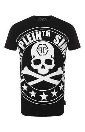 Мужская хлопковая футболка PHILIPP PLEIN черно-белого цвета по цене 29450 руб., арт. S20C MTK4334 PJY002N | Фото 1 Мужская хлопковая футболка PHILIPP PLEIN черно-белого цвета, арт. S20C MTK4334 PJY002N | Фото 1