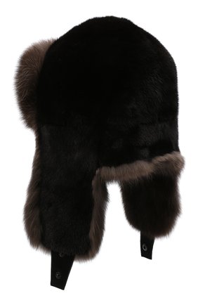 Мужская шапка-ушанка из меха норки и соболя KUSSENKOVV коричневого цвета, арт. 332803504235 | Фото 2 (Материал: Натуральный мех)