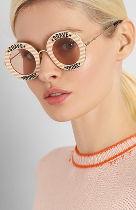 Женские солнцезащитные очки GUCCI бежевого цвета по цене 38700 руб., арт. GG0113 009 | Фото 2 Женские солнцезащитные очки GUCCI бежевого цвета, арт. GG0113 009 | Фото 2