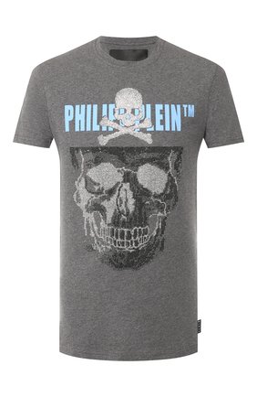 Мужская хлопковая футболка PHILIPP PLEIN серого цвета по цене 58900 руб., арт. S20C MTK4248 PJY002N | Фото 1 Мужская хлопковая футболка PHILIPP PLEIN серого цвета, арт. S20C MTK4248 PJY002N | Фото 1