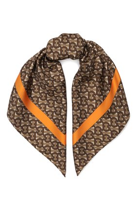 Женский шелковый платок BURBERRY коричневого цвета по цене 27700 руб., арт. 8025560 | Фото 1 Женский шелковый платок BURBERRY коричневого цвета, арт. 8025560 | Фото 1