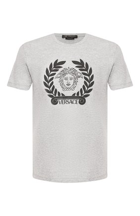 Мужская хлопковая футболка VERSACE серого цвета по цене 14900 руб., арт. A85156/A228806 | Фото 1 Мужская хлопковая футболка VERSACE серого цвета, арт. A85156/A228806 | Фото 1