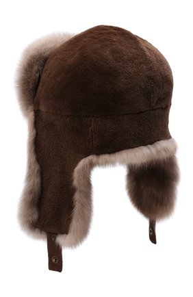 Мужская шапка-ушанка из меха норки и соболя KUSSENKOVV коричневого цвета, арт. 320513605227 | Фото 2 (Материал: Натуральный мех)