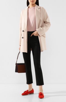 Женские замшевые лоферы SANTONI красного цвета по цене 36250 руб., арт. WUSM58554BI3CMGDR50 | Фото 2 Женские замшевые лоферы SANTONI красного цвета, арт. WUSM58554BI3CMGDR50 | Фото 2