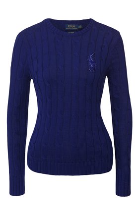 Женская хлопковый пуловер POLO RALPH LAUREN синего цвета по цене 16850 руб., арт. 211780365 | Фото 1 Женская хлопковый пуловер POLO RALPH LAUREN синего цвета, арт. 211780365 | Фото 1