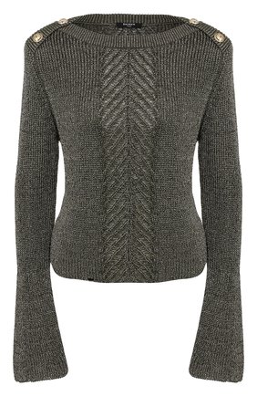 Женская свитер из смеси вискозы и хлопка BALMAIN хаки цвета по цене 79200 руб., арт. TF13352/K052 | Фото 1 Женская свитер из смеси вискозы и хлопка BALMAIN хаки цвета, арт. TF13352/K052 | Фото 1