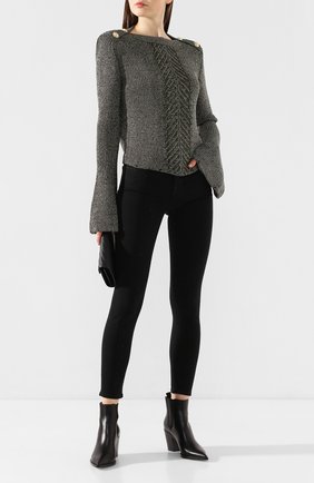Женская свитер из смеси вискозы и хлопка BALMAIN хаки цвета по цене 79200 руб., арт. TF13352/K052 | Фото 2 Женская свитер из смеси вискозы и хлопка BALMAIN хаки цвета, арт. TF13352/K052 | Фото 2