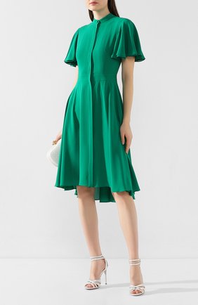 Женское шелковое платье ALEXANDER MCQUEEN хаки цвета по цене 166000 руб., арт. 605280/QBAAF | Фото 2 Женское шелковое платье ALEXANDER MCQUEEN хаки цвета, арт. 605280/QBAAF | Фото 2