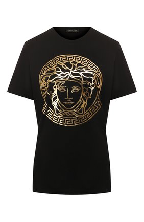Женская хлопковая футболка VERSACE черного цвета по цене 19900 руб., арт. A85756/A228806 | Фото 1 Женская хлопковая футболка VERSACE черного цвета, арт. A85756/A228806 | Фото 1